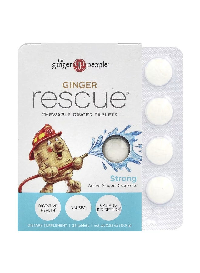 The Ginger People, Ginger Rescue, Chewable Ginger Tablets, Strong, 24 Tablets
